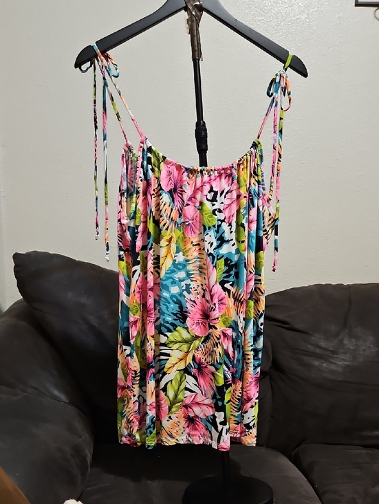 Sew In Love Tops - Sew In Love Multicolor Tropical Floral Tie-Shoulder Tank Top